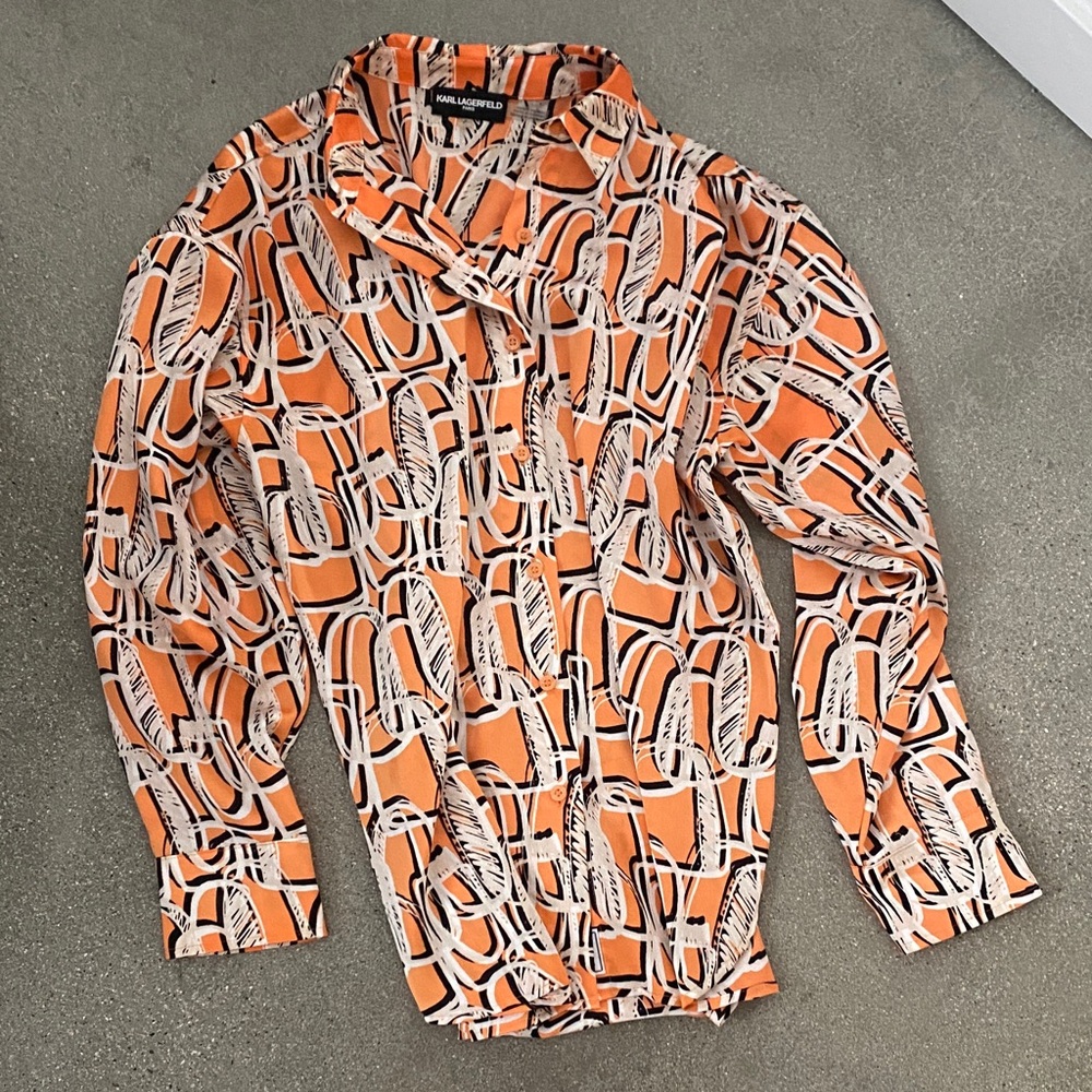 Karl Lagerfeld Orange and Black Patterned Tunic